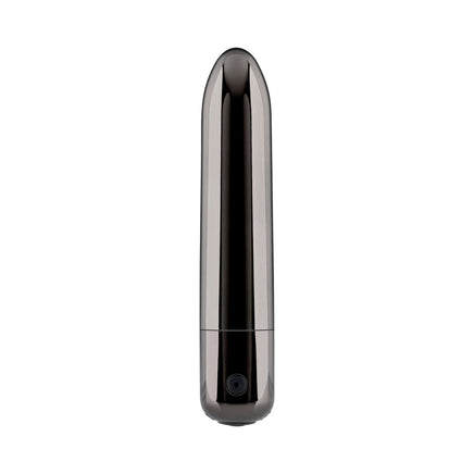 black chrome bullet vibrator that is rechargeable