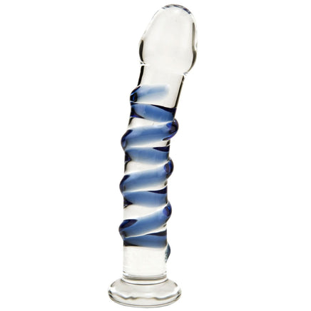 7.5" Sapphire Spiral Glass Dildo at Vibrators.com
