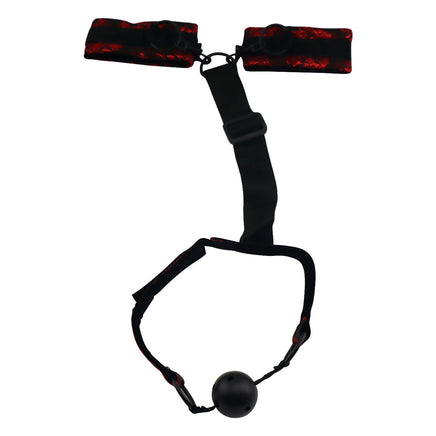 Scandalous Ball Gag and Cuffs at Vibrators dot com 