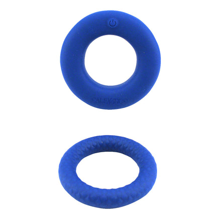 Blue Round Vibrating Cock Ring Set at Vibrators.com